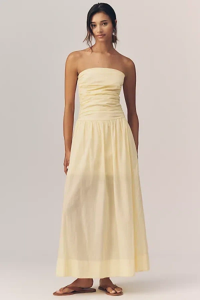 Sundry Voile Ruched Maxi Dress In Yellow