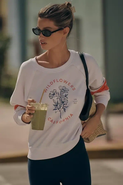 Sundry Wildflowers Graphic Raglan Sweatshirt In White