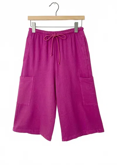 Sundry Women's Cargo Capri Short In Magenta In Purple