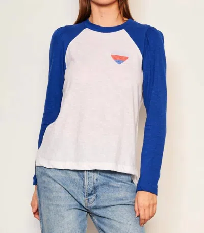 Sundry Women's Heart Long Sleeve Contrast Sleeve Tee In Symphony