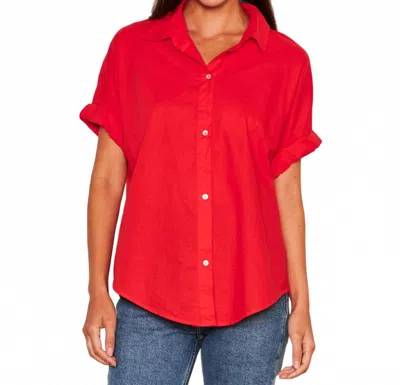 Sundry Women's Roll Short Sleeve Top In Red