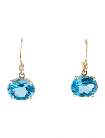 Pre-owned Suneera 14k 7.00ctw Topaz & Diamond Cindy Earrings In Multi