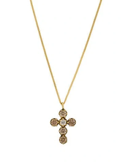 Pre-owned Suneera 14k Diamond Cross Pendant Necklace In Multi