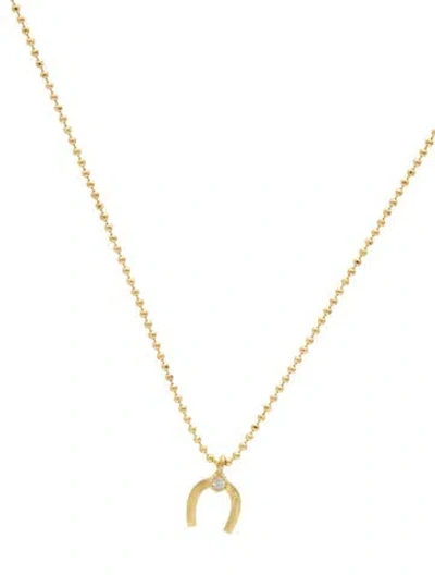 Pre-owned Suneera 14k Diamond Horseshoe Pendant Necklace, 16" In Multi