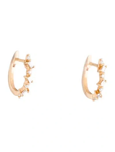 Pre-owned Suneera 18k Diamond Huggie Earrings In Multi