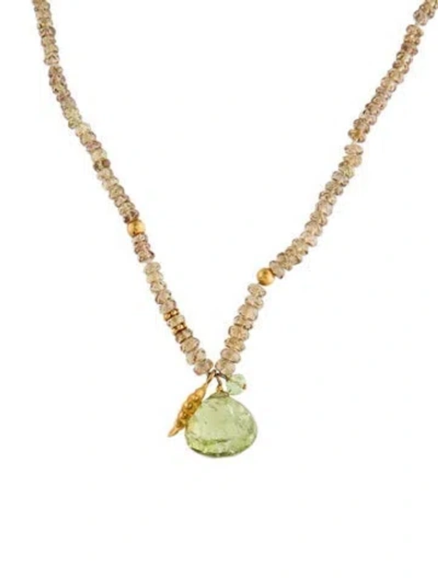 Pre-owned Suneera 18k Sapphire & Garnet Pendant Necklace, 16" In Multi