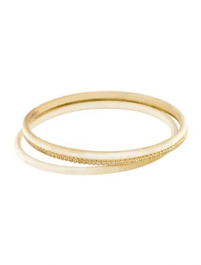Pre-owned Suneera Horn & Diamond 3 Bangle Set In Multi