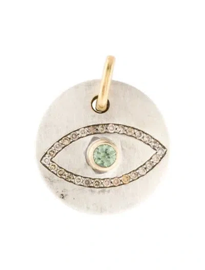 Pre-owned Suneera Sapphire & Diamond Evil Eye Pendant, 1" In Multi