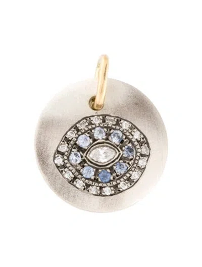 Pre-owned Suneera Sapphire & Diamond Evil Eye Pendant, 1" In Multi