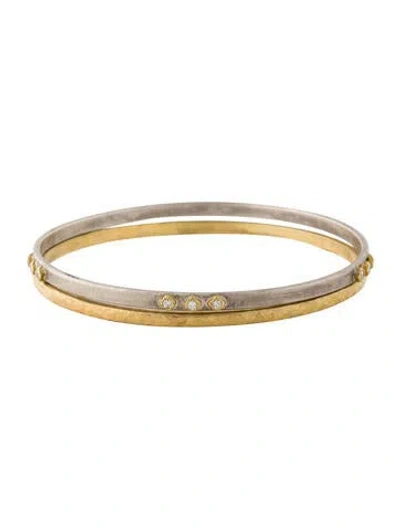 Pre-owned Suneera Two-tone Diamond 2 Bangle Set In Multi