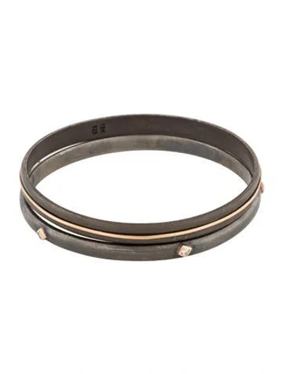 Pre-owned Suneera Two-tone Diamond Bangle Set In Multi