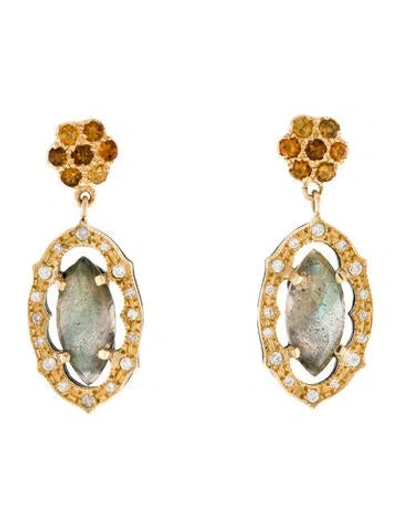 Pre-owned Suneera Two-tone Multi-stone Drop Earrings