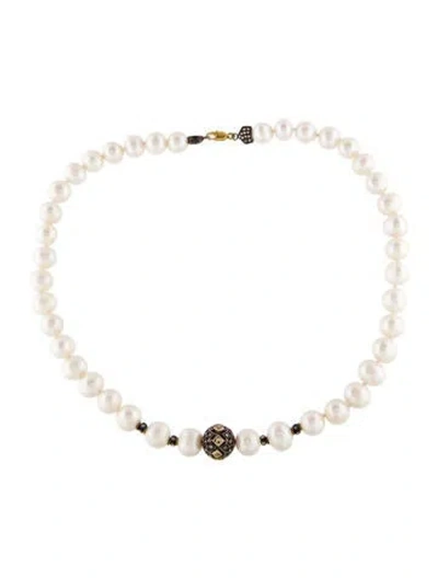 Pre-owned Suneera Two-tone Pearl & Diamond Bead Necklace In Multi