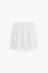 SUNFLOWER #4134 OFF WHITE DENIM TWILL LOOSE FIT PLEATED SHORTS - PLEATED SHORTS