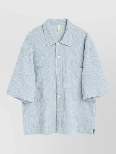 Sunflower Adam Linen Stripe Short Sleeve Shirt In Blue