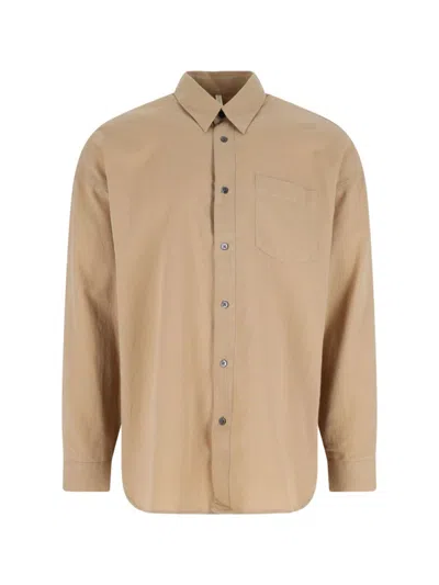 Sunflower Beige Button-up Shirt With Chest Pocket In Nude