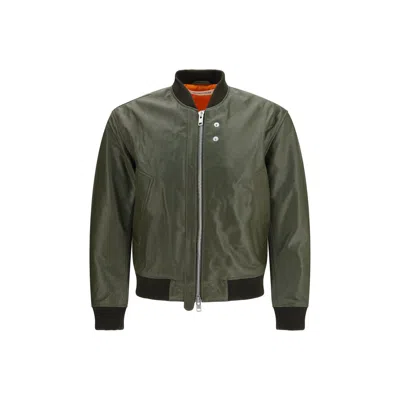 Sunflower Bicolor Calf Leather Bos Taurus Leather Jacket In Green