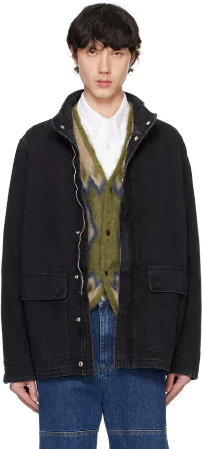 Sunflower Black Fatigue Denim Jacket In 708 Black Washed