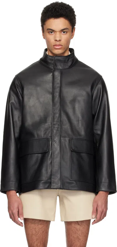 Sunflower Black Fatigue Leather Jacket In Black 999