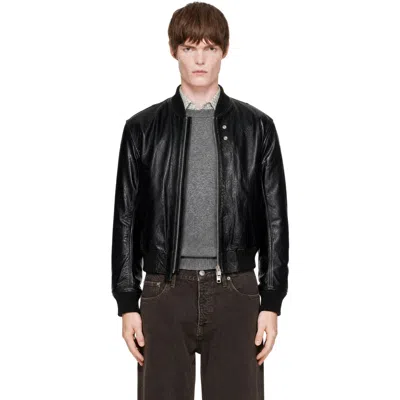 Sunflower Black Leather Flight Jacket