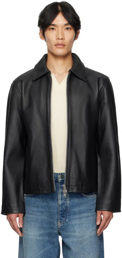 SUNFLOWER BLACK SHORT LEATHER JACKET