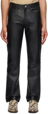 SUNFLOWER BLACK STRAIGHT-FIT LEATHER TROUSERS