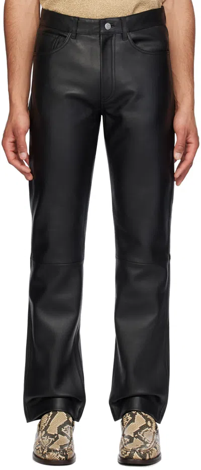 Sunflower Black Straight-fit Leather Trousers In 999 Black