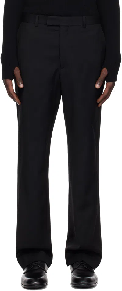 Sunflower Straight-leg Charcoal Trousers With Classic Waistband And Subtle Texture In Black