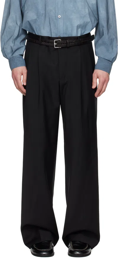Sunflower Black Wide Pleated Trousers