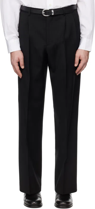 Sunflower Black Wide Pleated Trousers In Black999