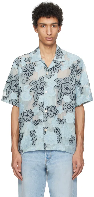 Sunflower Cayo Floral-embroidery Shirt In Light Blue