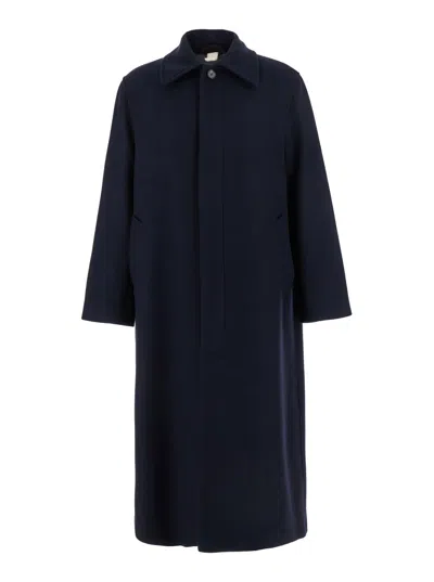 Sunflower Blue Coat With Classic Collar And Wide Sleeves In Wool Blend Man