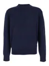 Sunflower Blue Crew Neck Sweater With Dropped Shoulder In Wool Blend Man In Blue