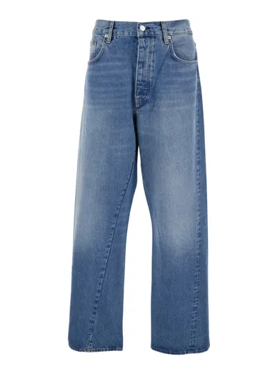 Sunflower Blue Five Pocket Jeans With Logo Patch On The Back In Denim Man