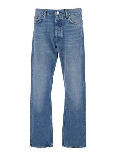 Sunflower Blue Jeans With Belt Loops And Logo Patch On The Rear In Denim Man