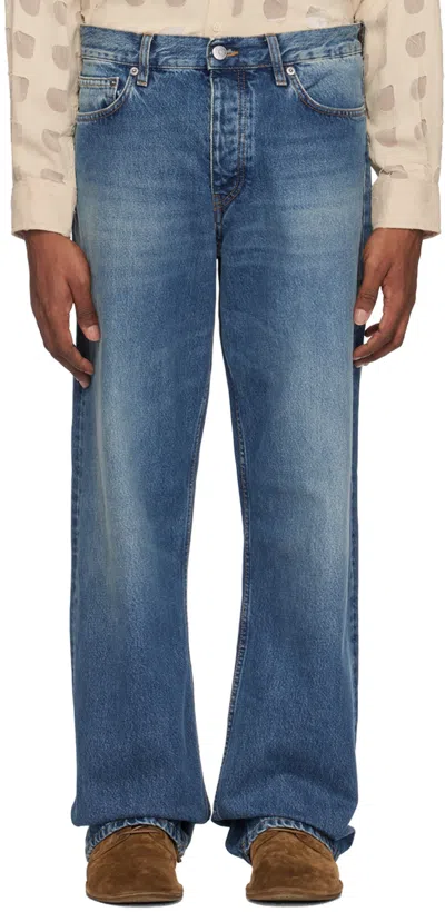 Sunflower L32 Midrise Loose Denim Jeans In Mid Blue