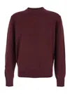 Sunflower Bordeaux Crew Neck Sweater With Dropped Shoulder In Wool Blend Man In Burgundy