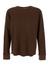 Sunflower Brown Crewneck T-shirt With Long Sleeves And Fringed Hem In Cotton Man