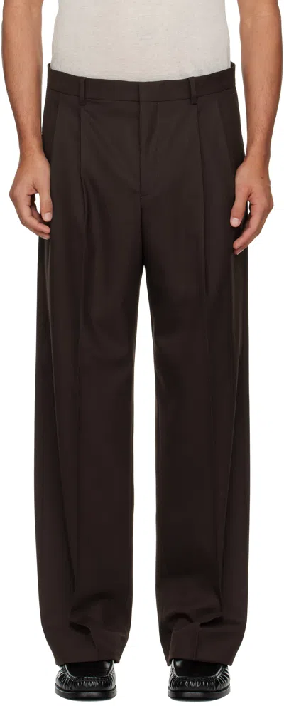 Sunflower Brown Wide Pleated Trousers