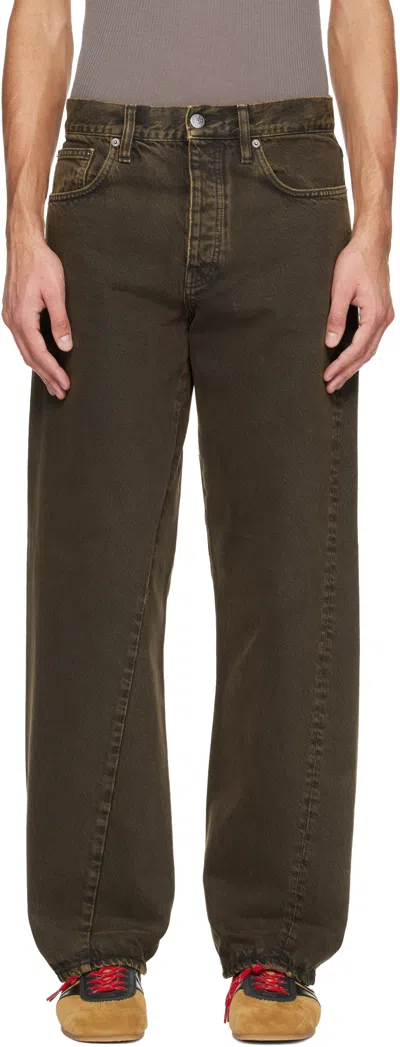 Sunflower Brown Wide Twist Jeans In Green