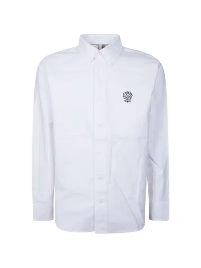 Sunflower Buttoned Embroidered Shirt In White