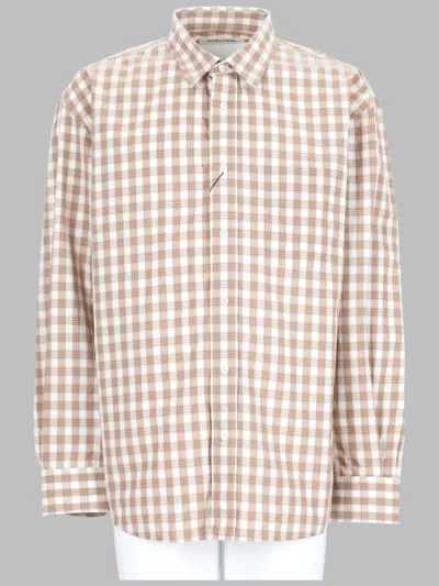 Sunflower New Base Checkered Long-sleeve Cotton Shirt In Brown