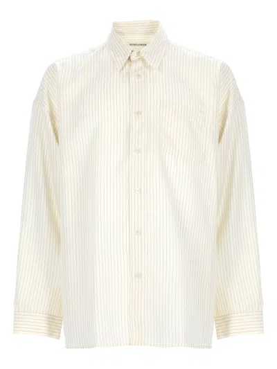 Sunflower Striped Button Down Collar Shirt Chest Pocket In White