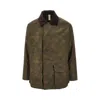 Sunflower Camo Waxed Cotton Jacket In Green
