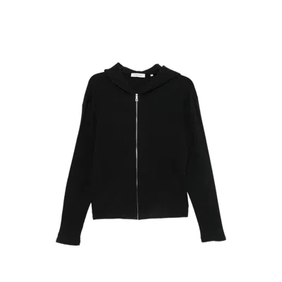 Sunflower Ribbed-knit Zip-up Hoodie In Black