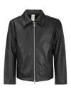 Sunflower Black Crop Jacket With Classic Collar And Dropped Shoulders In Leather Man In Black