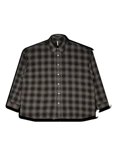 Sunflower Checked Cotton Shirt In Gray