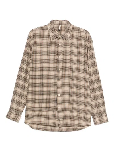 Sunflower Checked Cotton Shirt In Brown