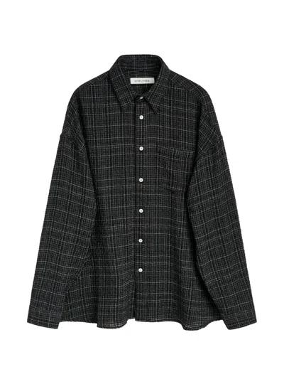 Sunflower Check-pattern Button-down Shirt In Black