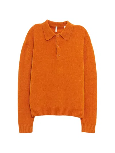 Sunflower Chenile Half-button Polo Shirt In Orange